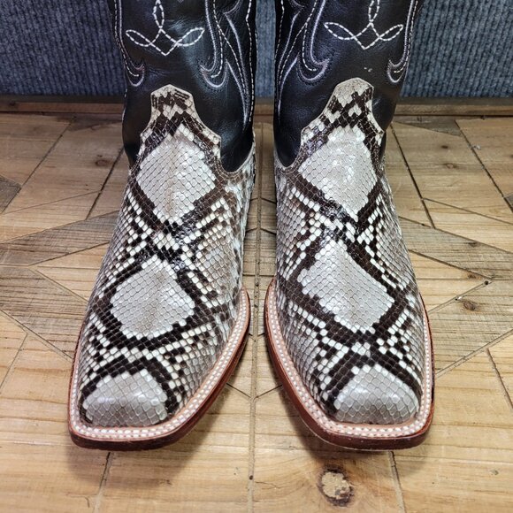 🔥 JB DILLON Reserve Mens 11B Narrow White Python EXOTIC Cowboy Square Toe Boots - Picture 4 of 14